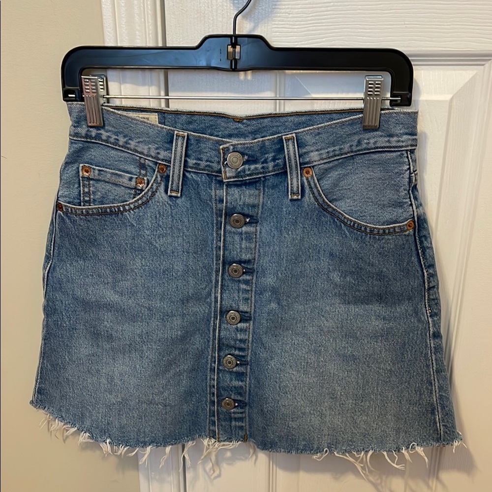 Levi Mini Denim Button-Front Skirt